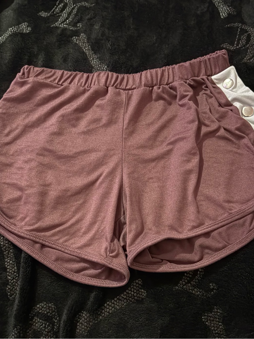 Papaya Mauve Athletic Shorts with Side Snap Detail